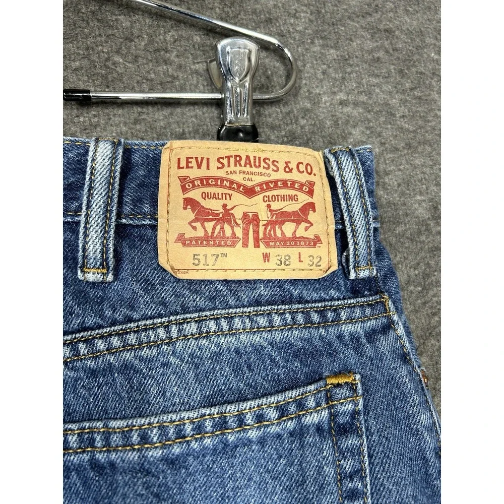Levis 517 Bootcut Jeans Mens 38x32 Blue Denim Medium Wash Denim Faded whiskering